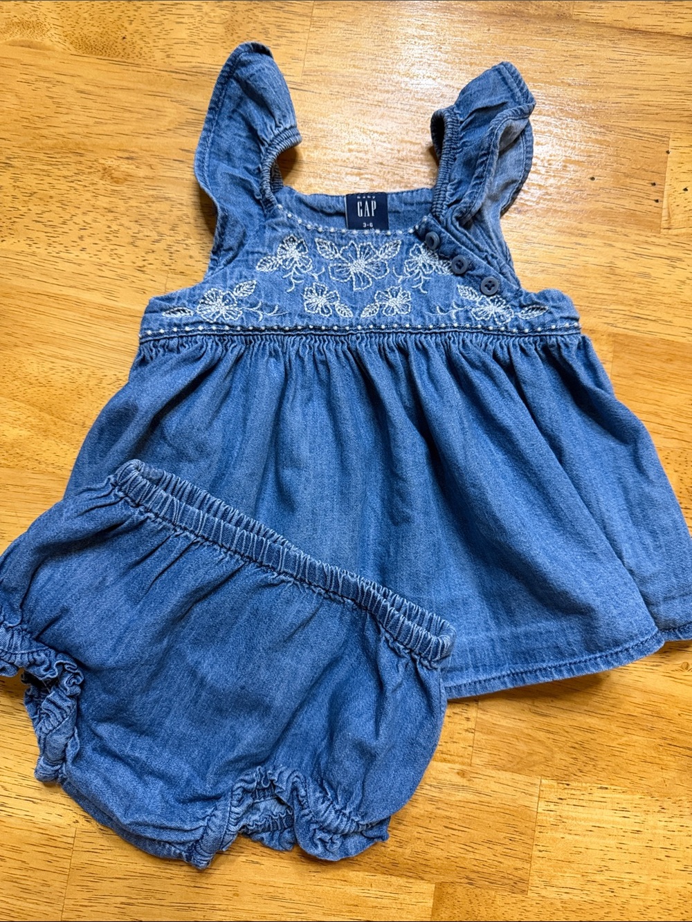 GAP Blue Denim Baby Dress with Matching Bloomers